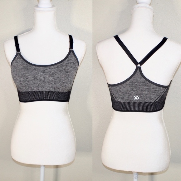 All In Motion Dark Grey and Black Racerback Sports Bra - Size Medium - Picture 1 of 6